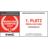 Gütesiegel - Branchenchampion 2026 - 1. Platz Preis/Leistung