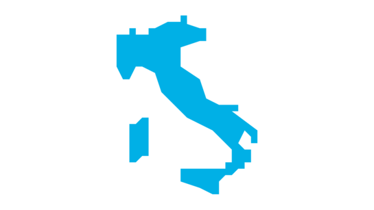 Landkarte von Italien blau eingefärbt