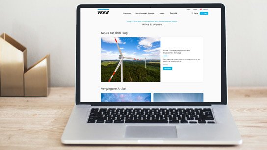 Laptop mit WEB Website am Bildschirm