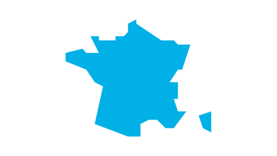 Landkarte von Frankreich blau eingefÀrbt