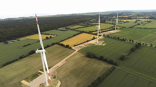 Windräder des Windparks Grube in Deutschland
