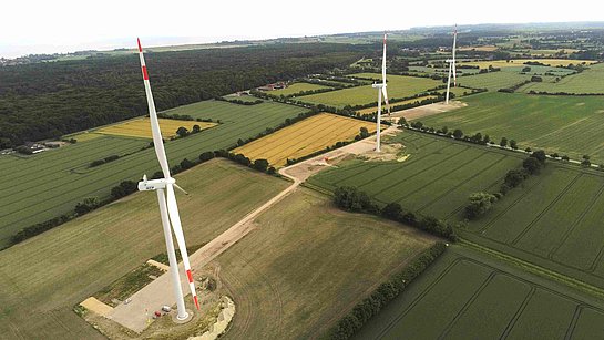 Windräder des Windparks Grube in Deutschland